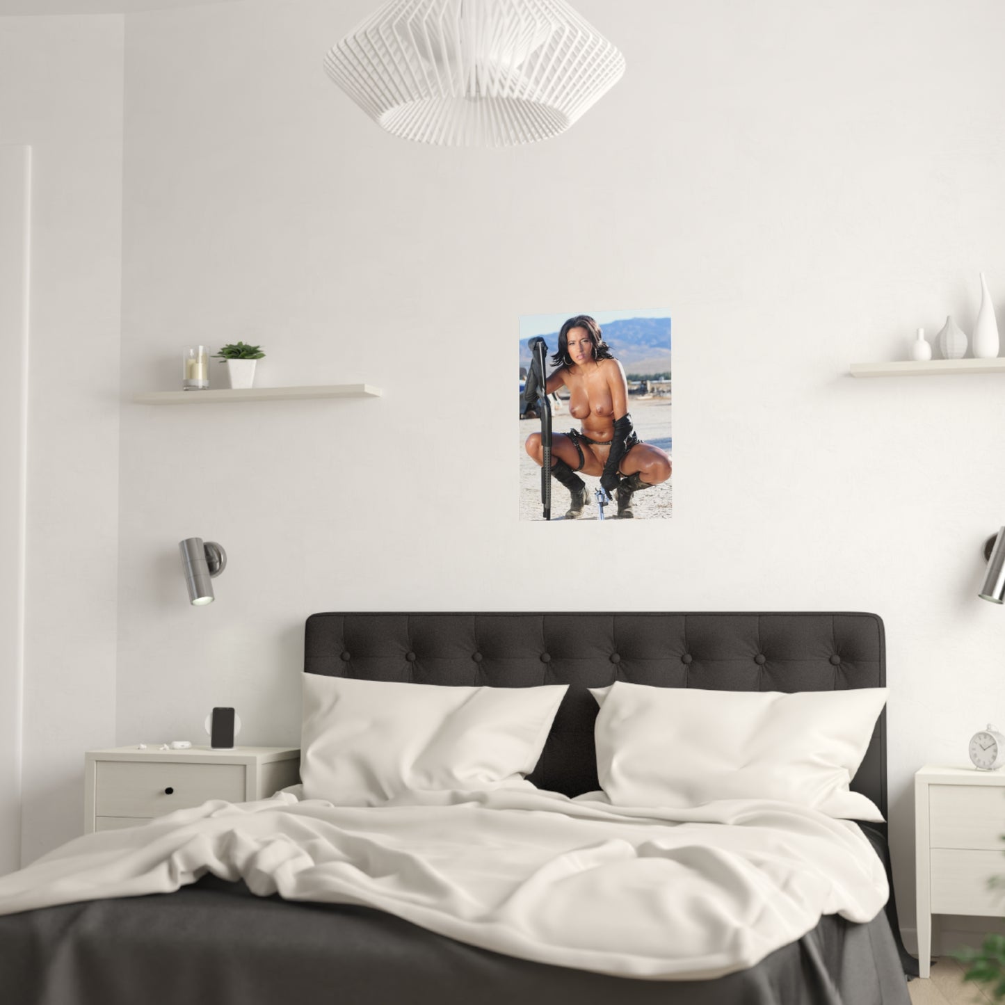 Satin Posters (210gsm) Sexy Nude Girl with Guns