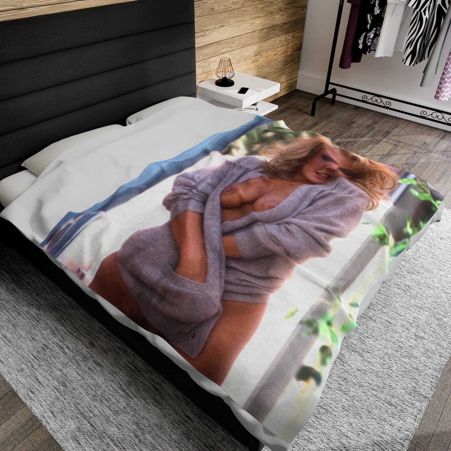 Velveteen Plush Blanket Playboy Playmate September 1984 Kimberly Evenson