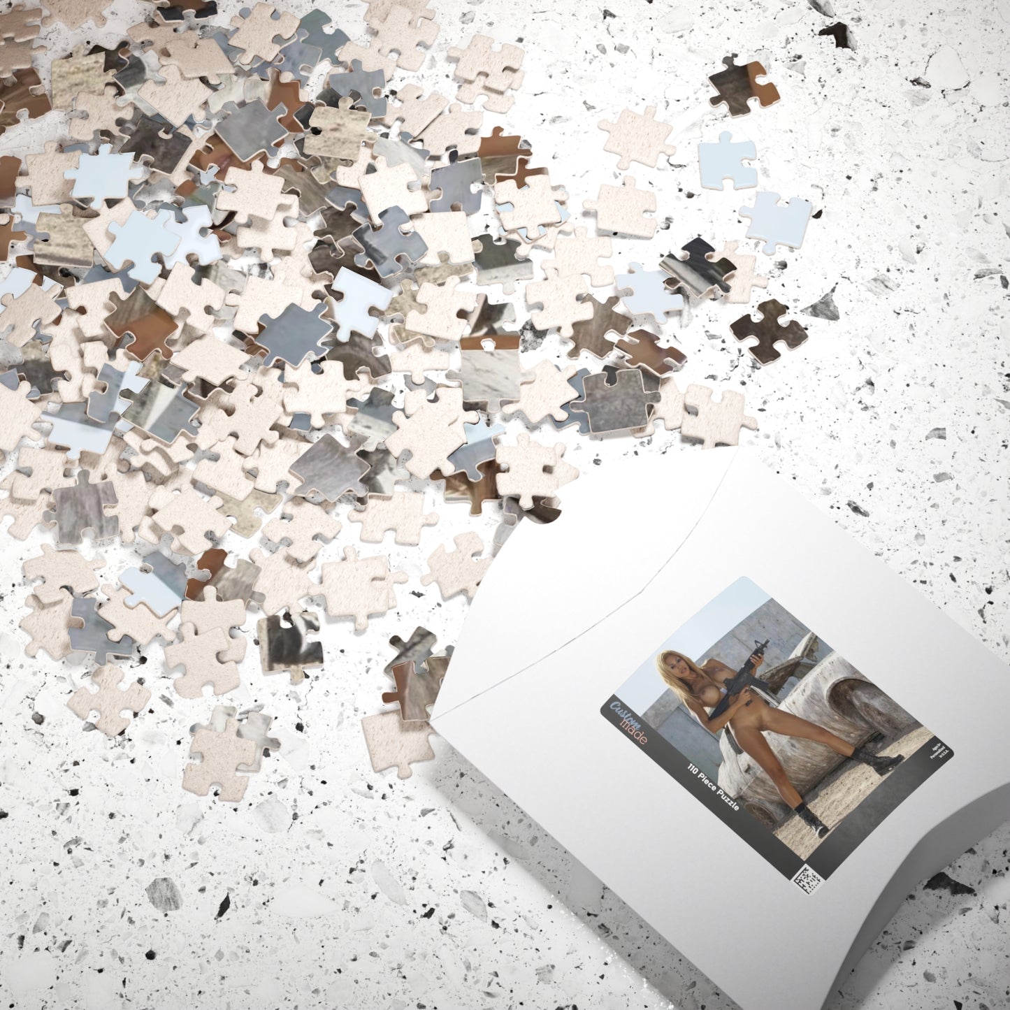 Puzzle (110, 252, 520, 1014-piece) Sexy Nude Girl with Big Gun