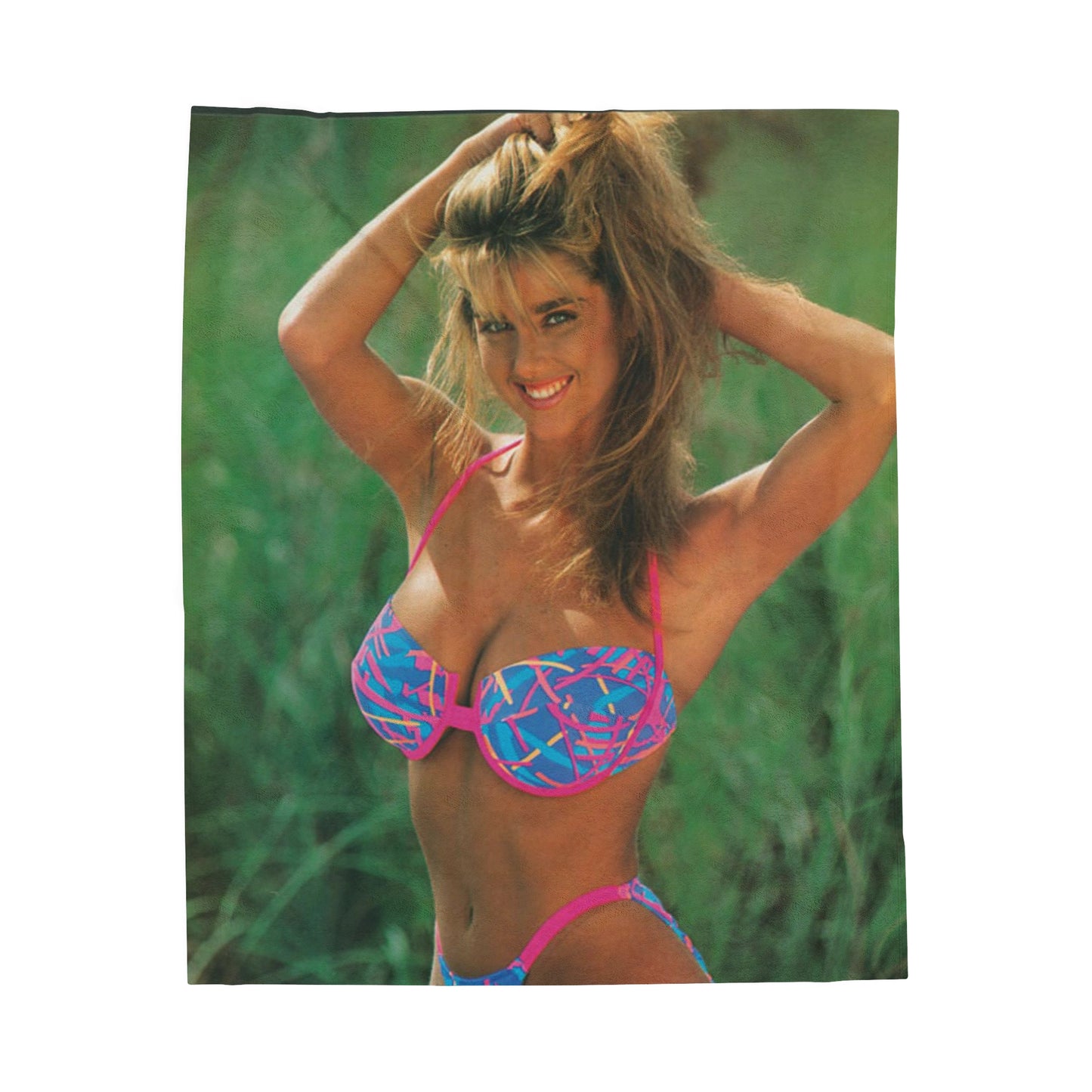 Velveteen Plush Blanket 80s Bikini Babe