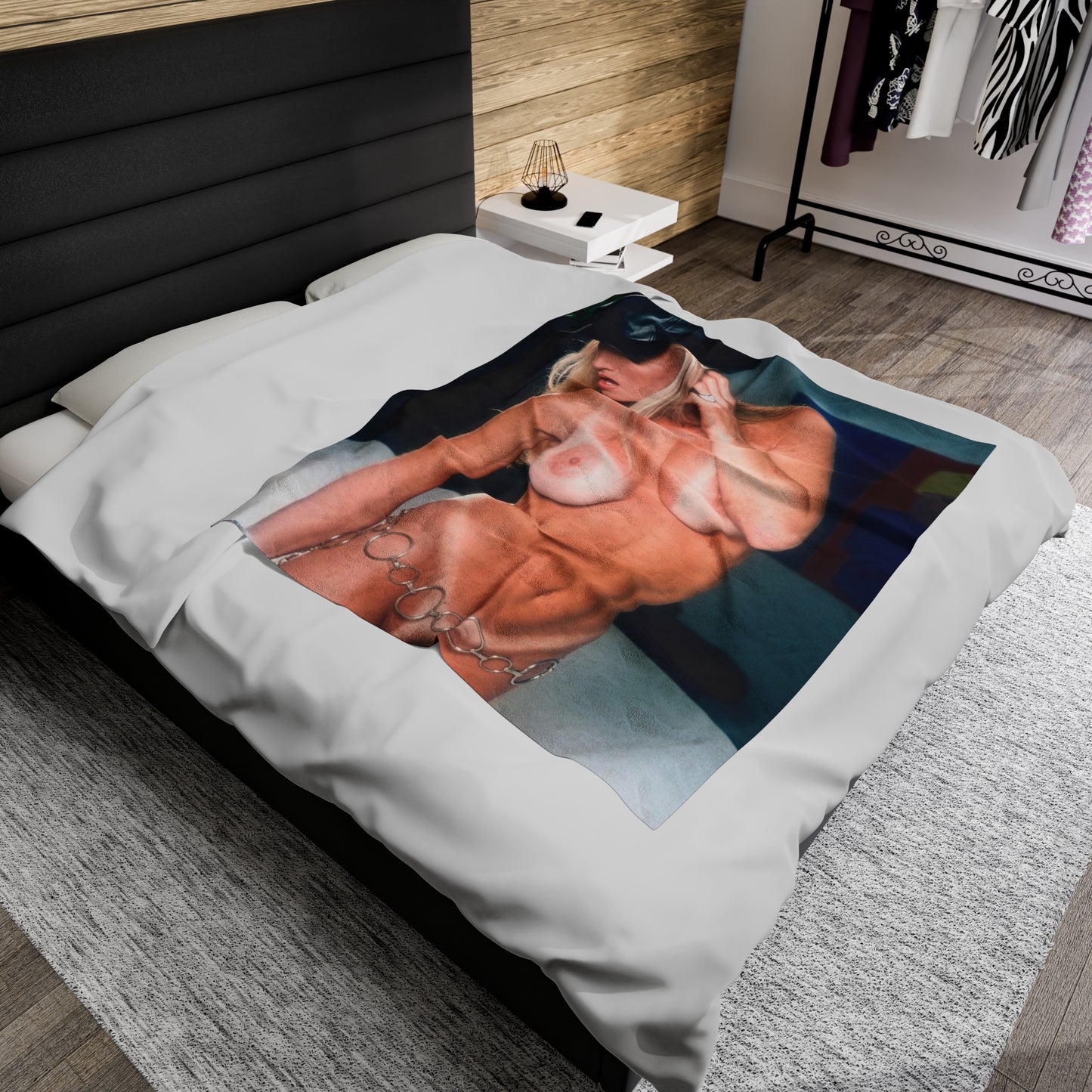 Velveteen Plush Blanket Retro Adult Star Janine Lindenmulder Nude