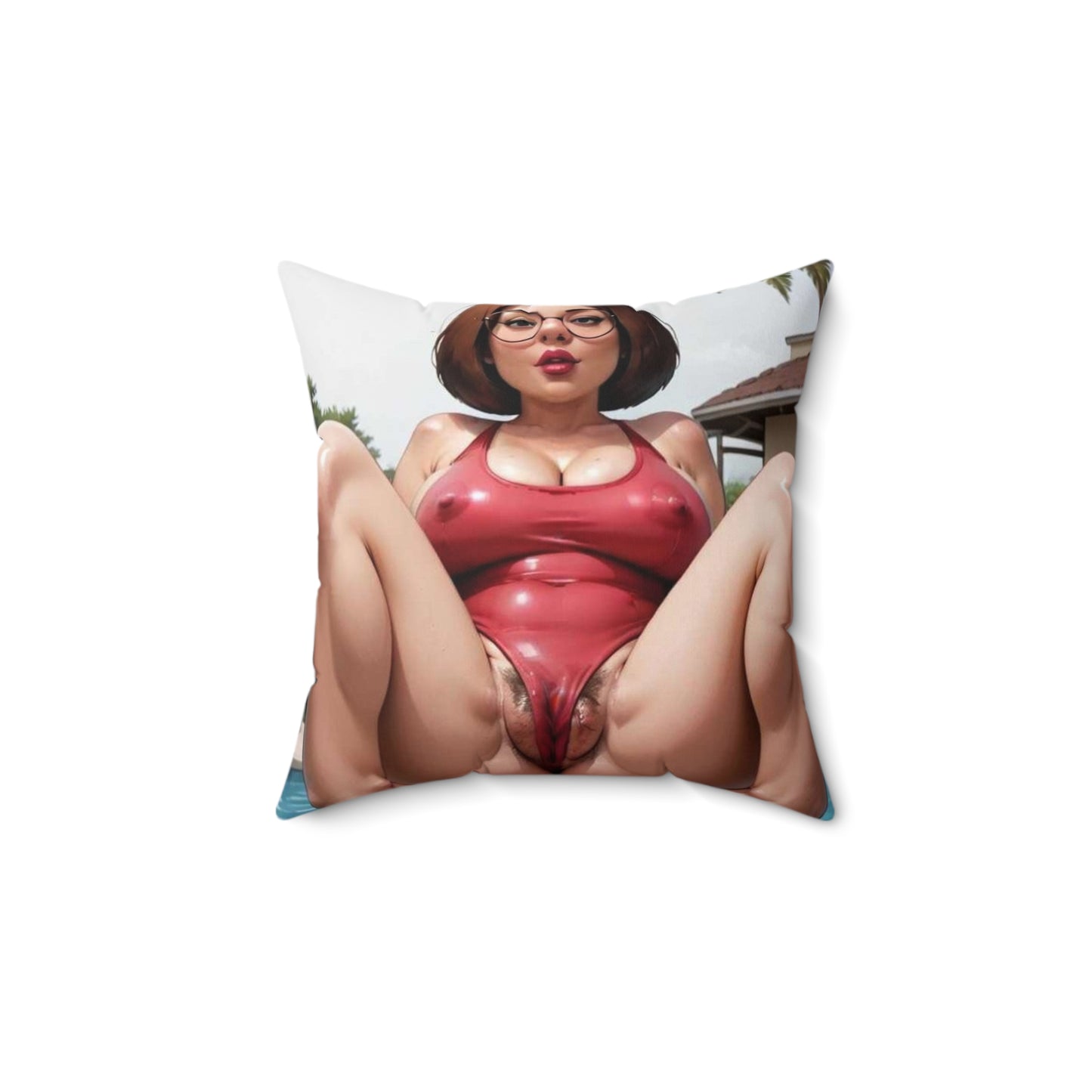 Spun Polyester Square Pillow Meg Griffin Nude