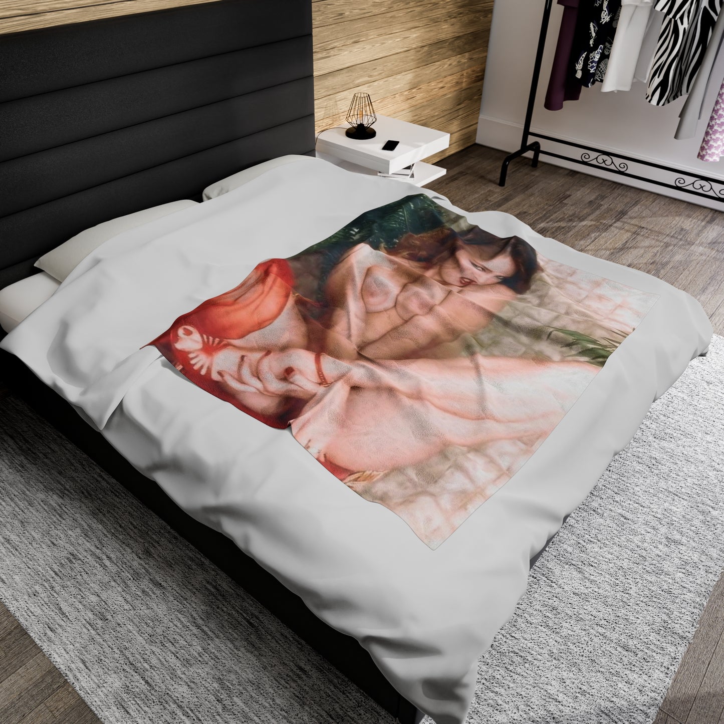 Velveteen Plush Blanket Retro 80s Adult Star Nude