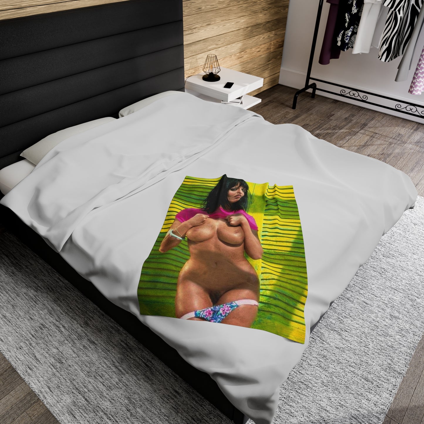 Velveteen Plush Blanket Retro Porn Star Anita Blond