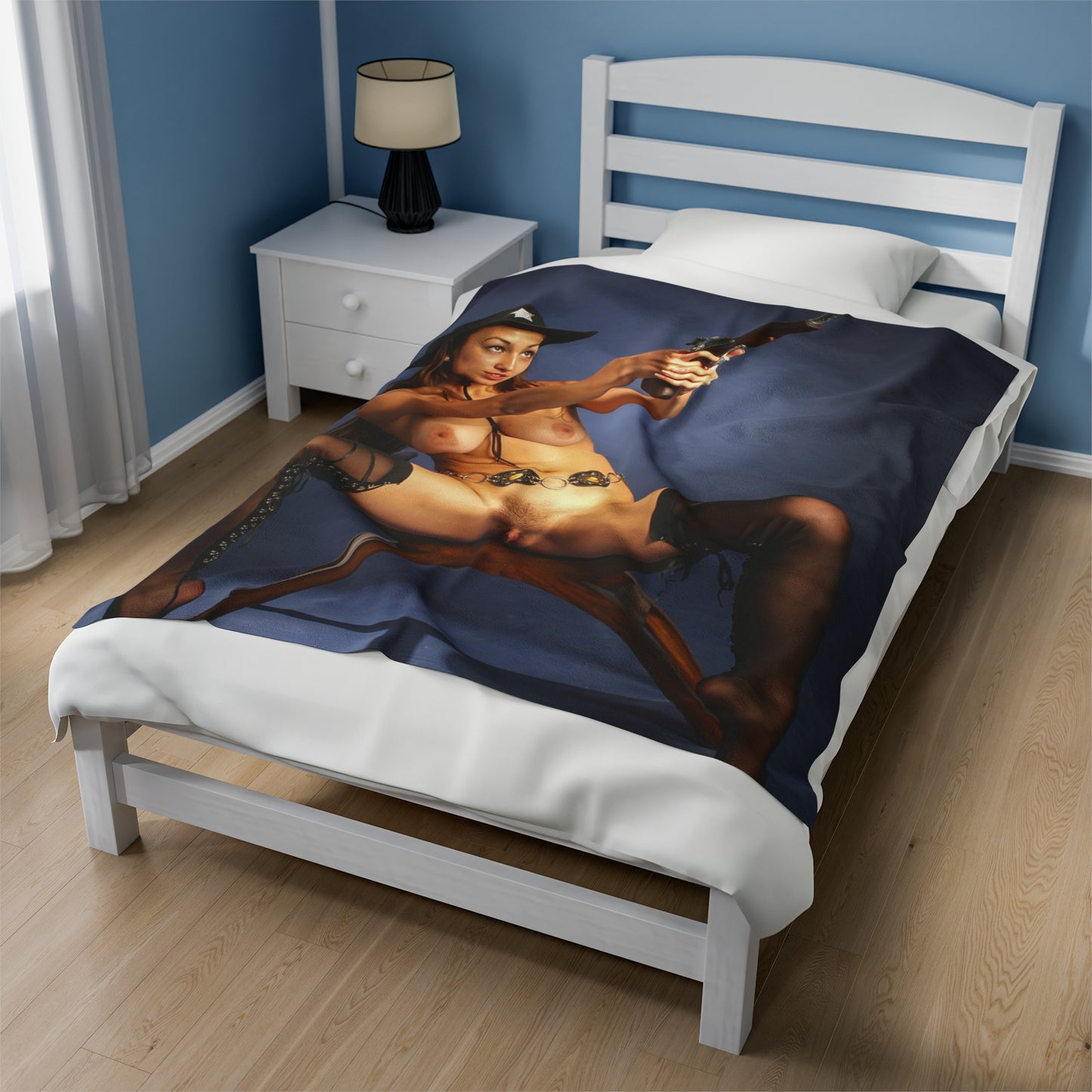 Velveteen Plush Blanket Naked Chicks With Guns