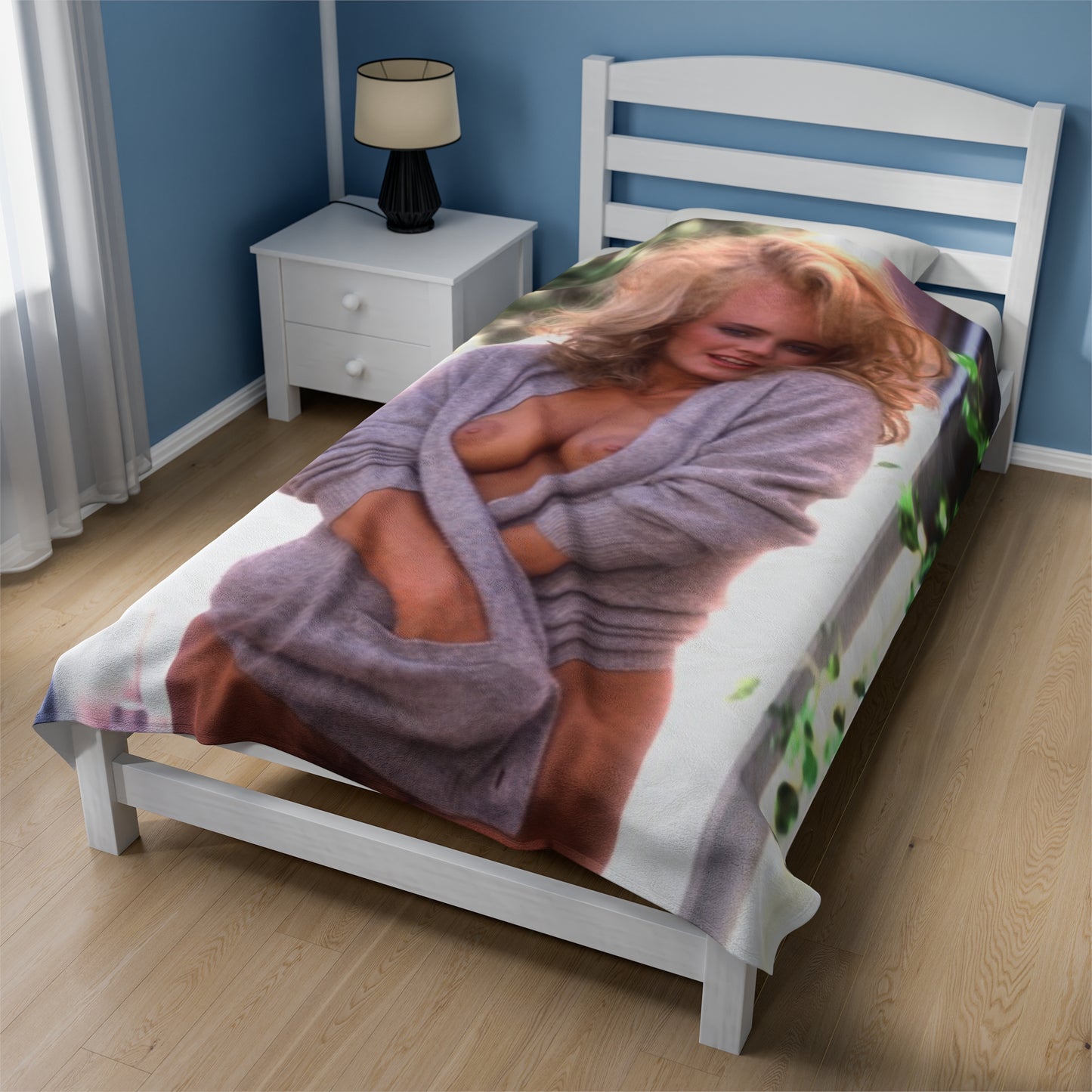 Velveteen Plush Blanket Playboy Playmate September 1984 Kimberly Evenson