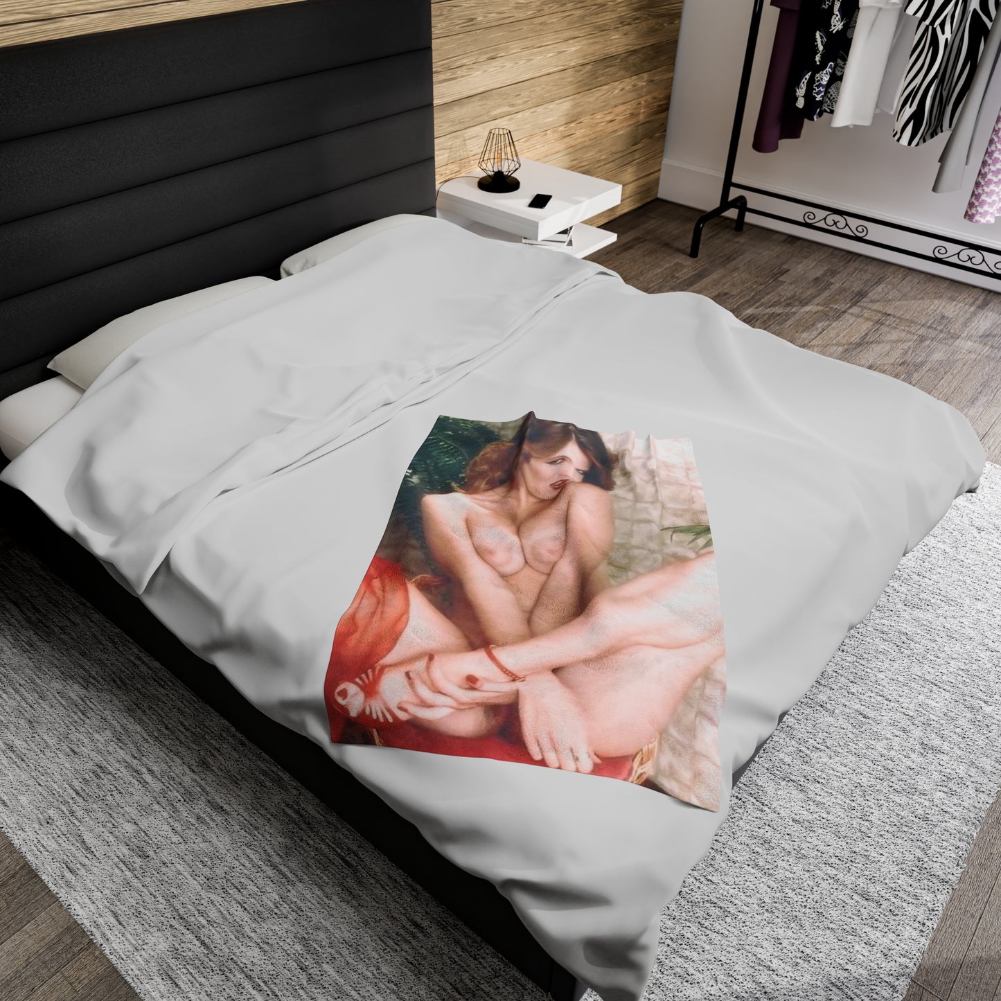 Velveteen Plush Blanket Retro 80s Adult Star Nude