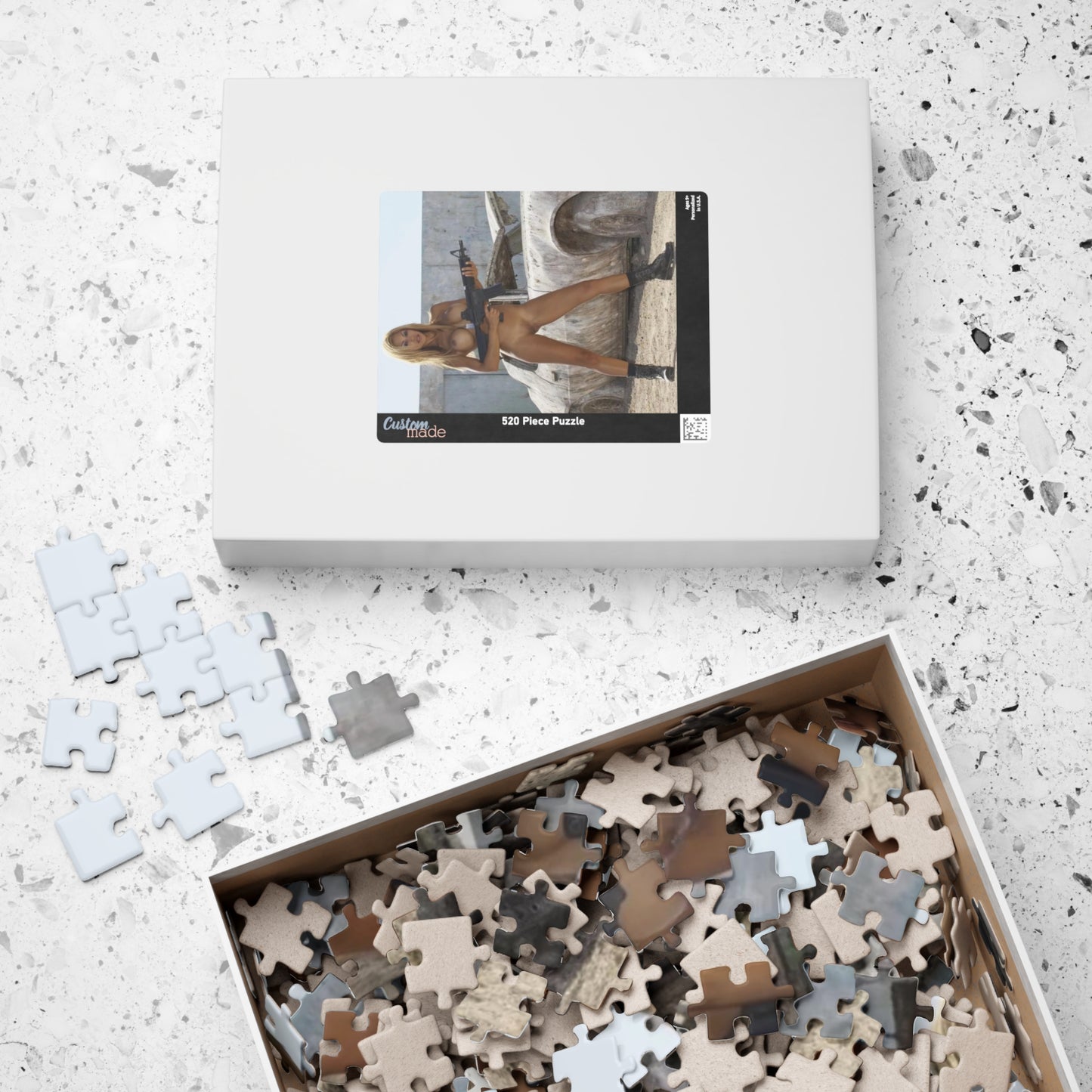 Puzzle (110, 252, 520, 1014-piece) Sexy Nude Girl with Big Gun