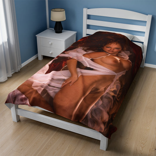 Velveteen Plush Blanket Playboy Playmate September 1998 Vanessa Gleason