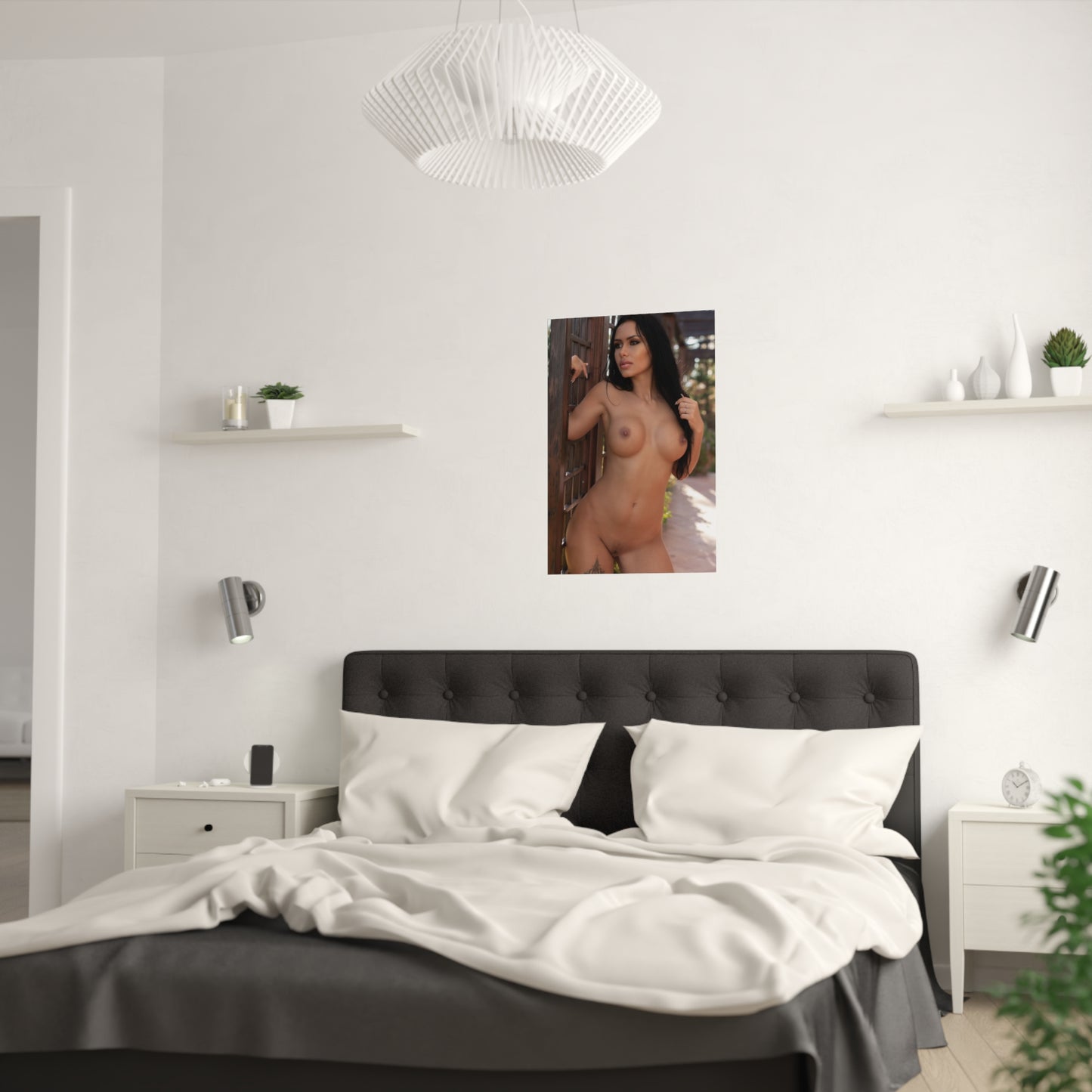 Satin Posters (210gsm) Sexy Brunette Nude