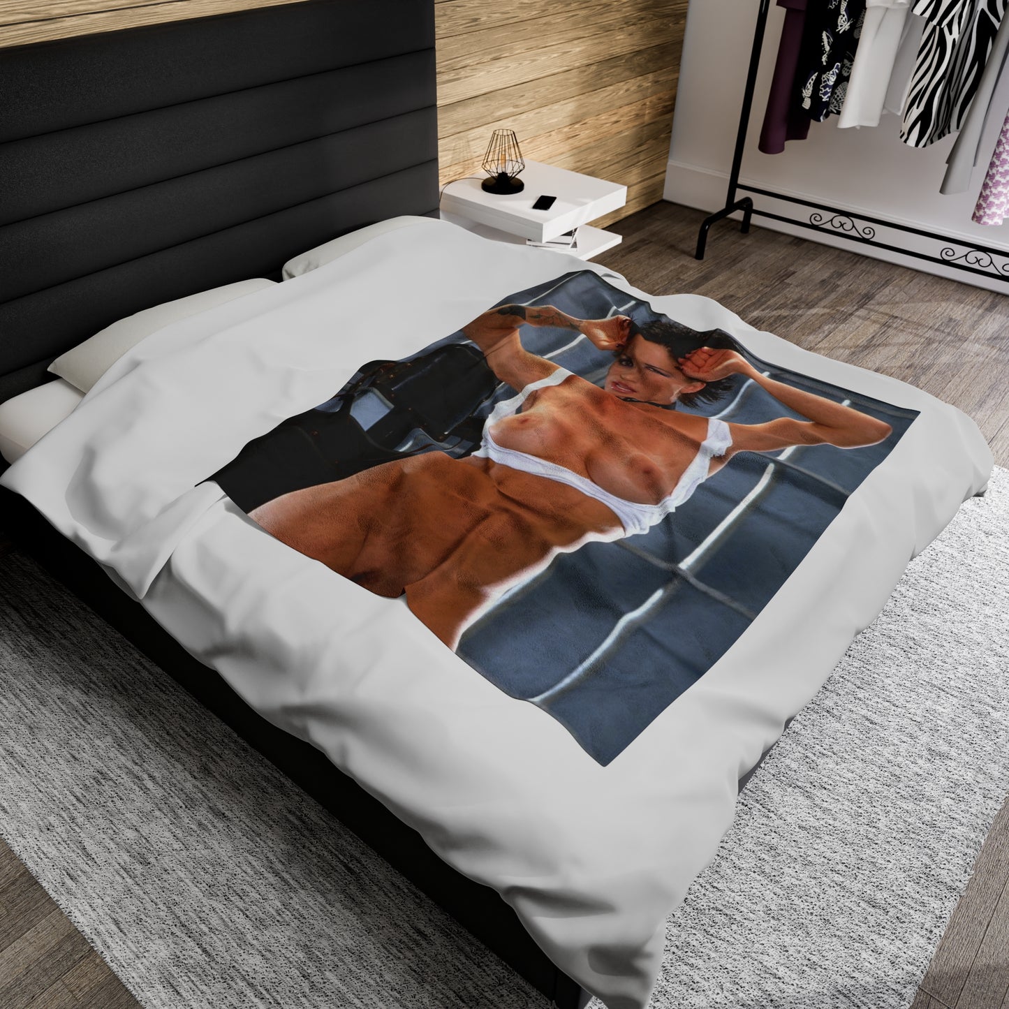 Velveteen Plush Blanket Retro Adult Star Janine Lindenmulder Nude