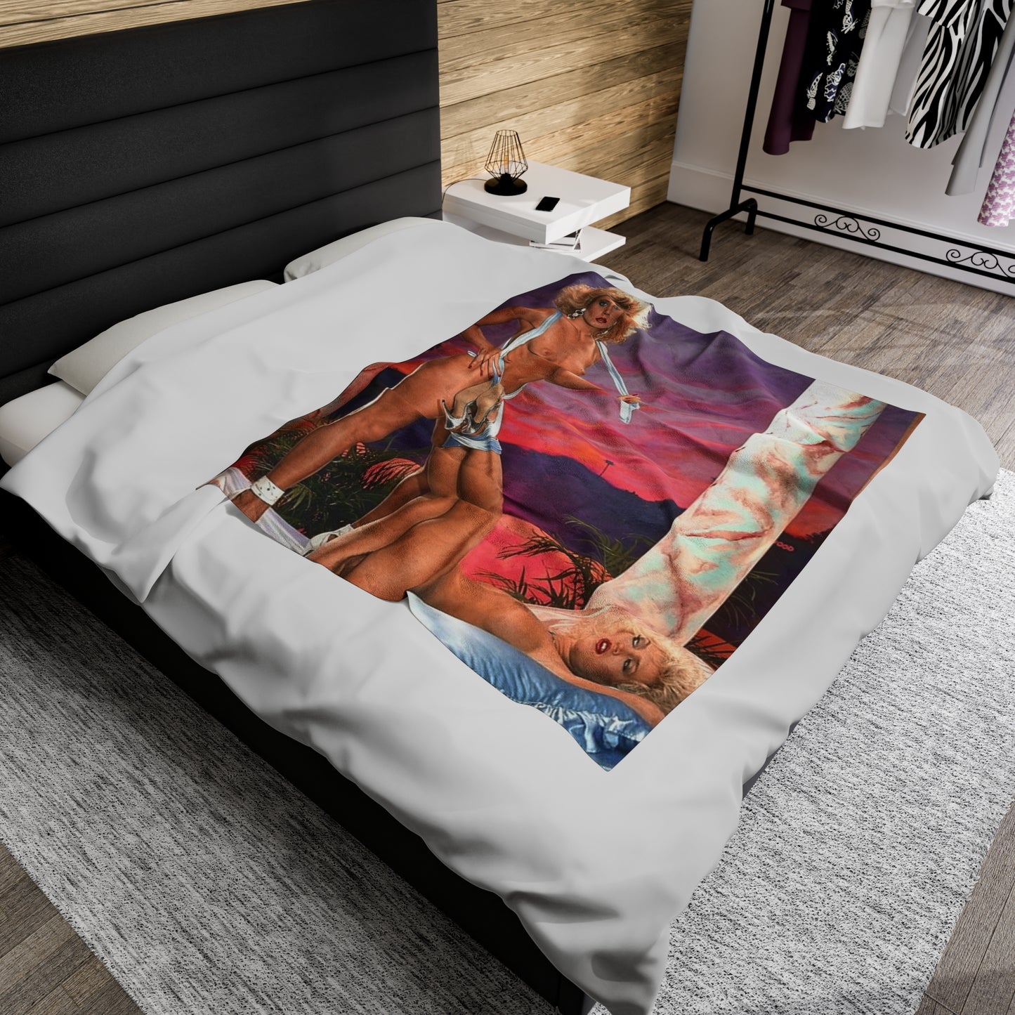 Velveteen Plush Blanket Retro 1980s Porn Stars Amber Lynn & Ginger Lynn