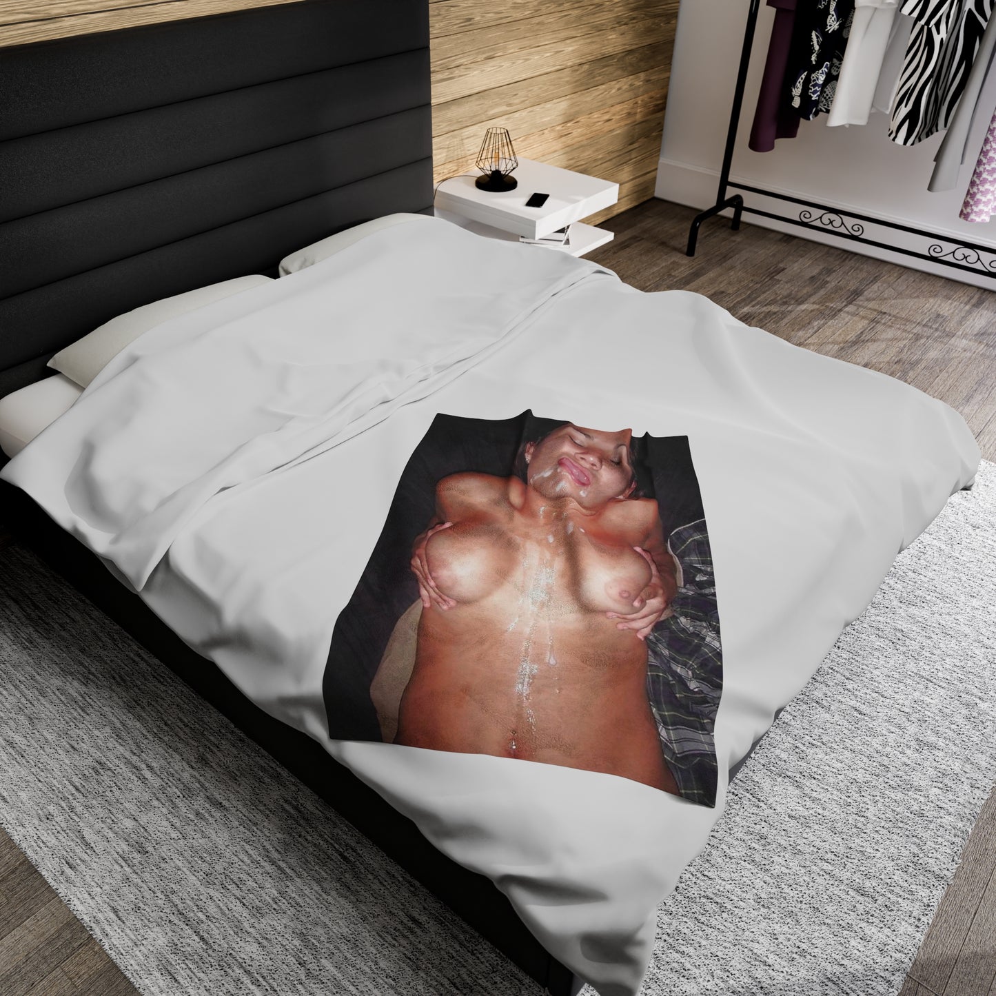 Velveteen Plush Blanket Cumshot Target Facial Tits