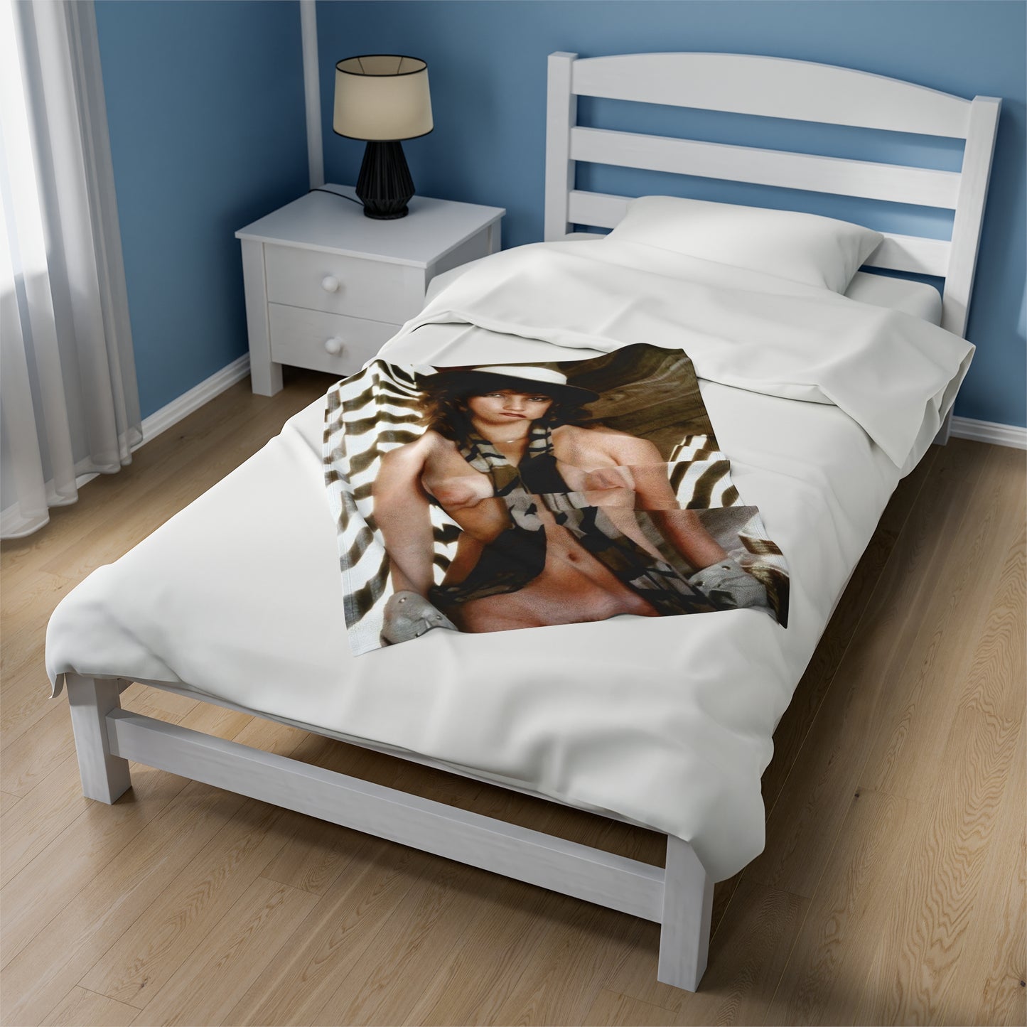Velveteen Plush Blanket Retro 80s Adult Star Nude
