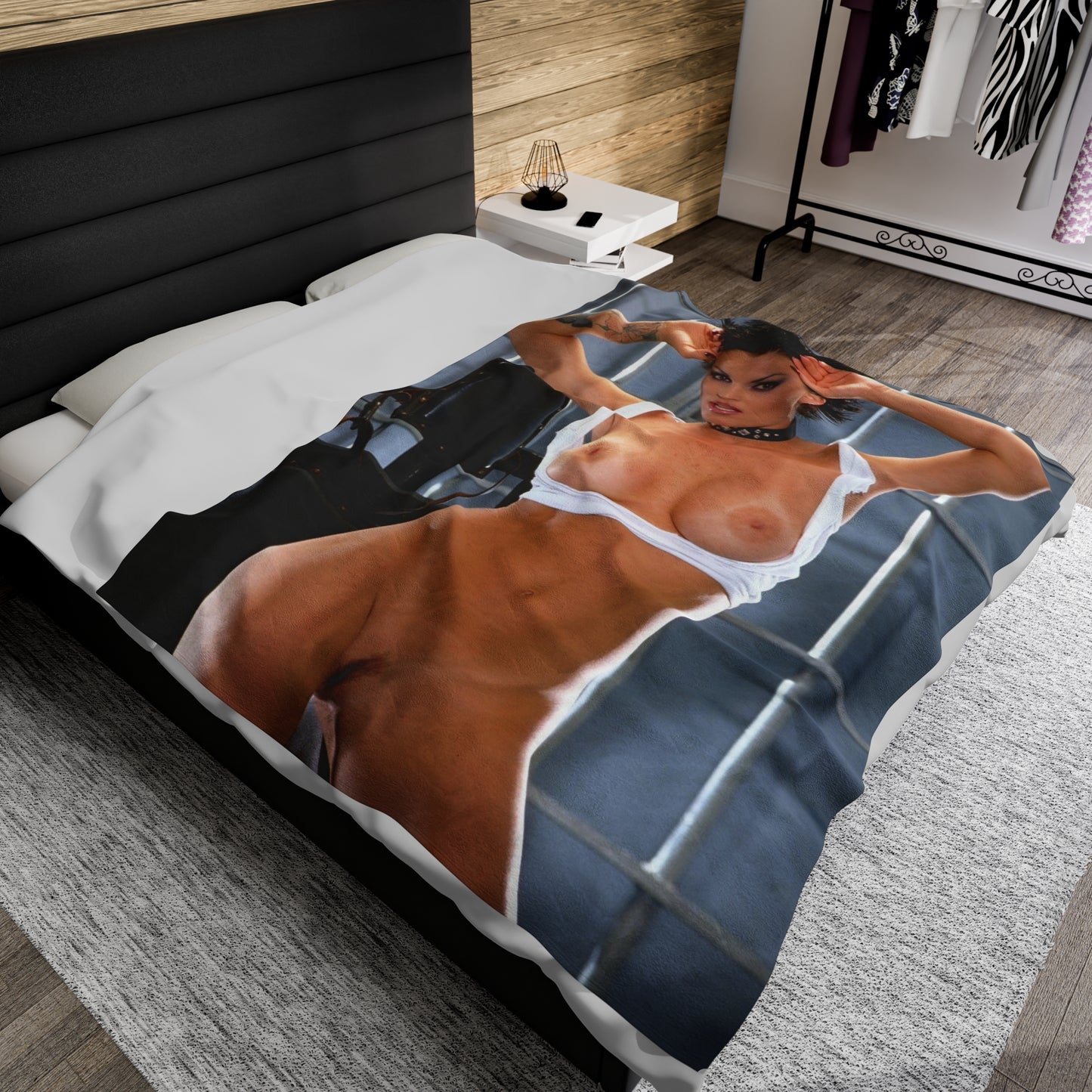 Velveteen Plush Blanket Retro Adult Star Janine Lindenmulder Nude