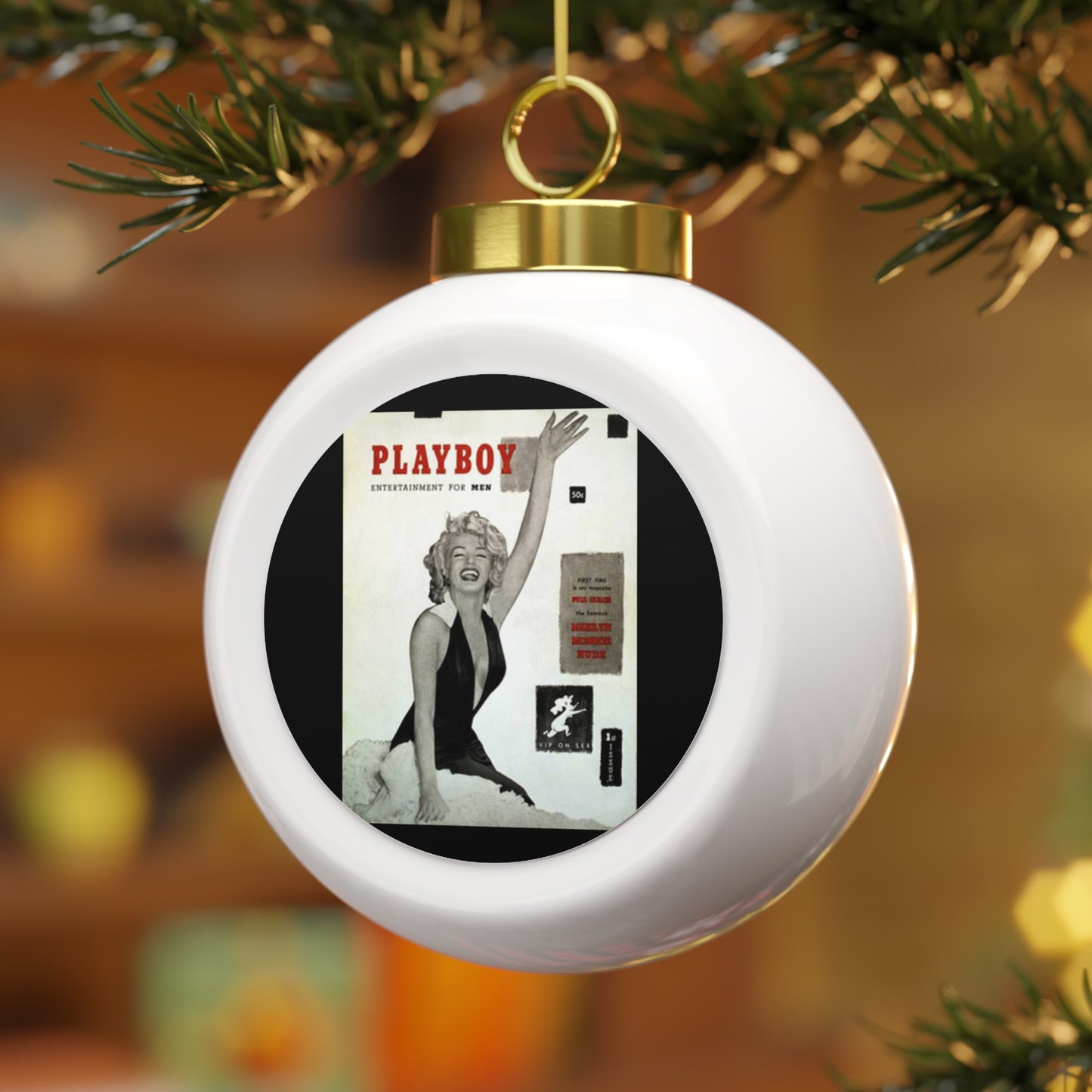 Christmas Ball Ornament Playboy Cover December 1953 Marilyn Monroe