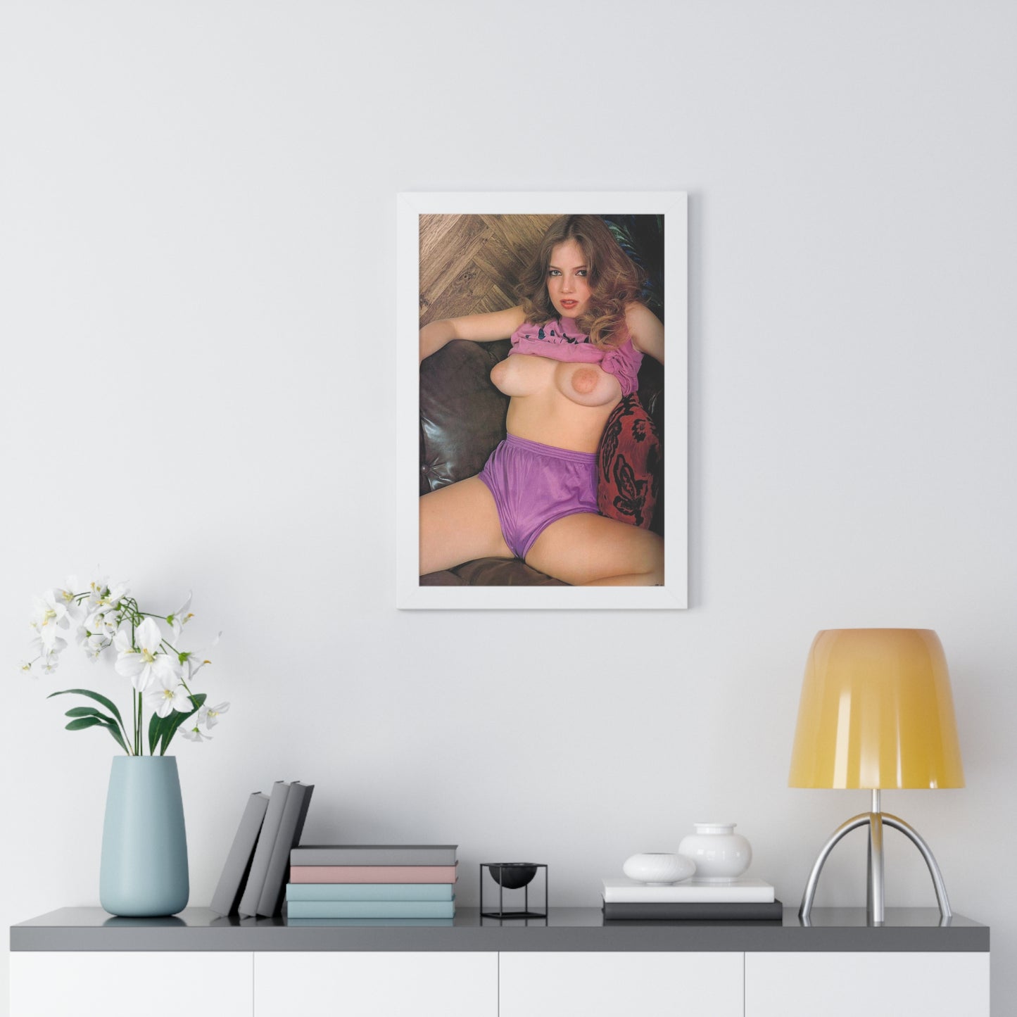 Framed Vertical Poster Retro Porn Star 80s