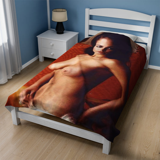 Velveteen Plush Blanket Cynthia Myers Nude