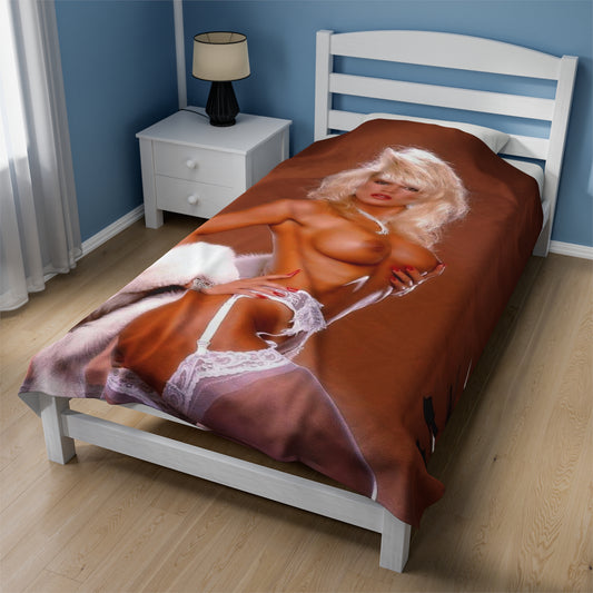 Velveteen Plush Blanket Retro 1980s Porn Star Amber Lynn