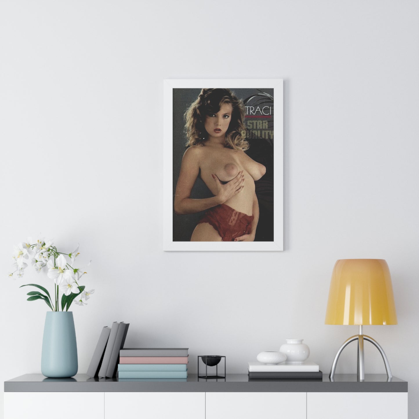 Framed Vertical Poster Retro Porn Star 80s