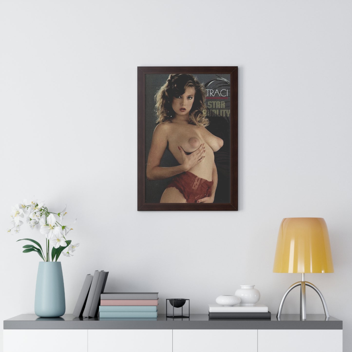 Framed Vertical Poster Retro Porn Star 80s