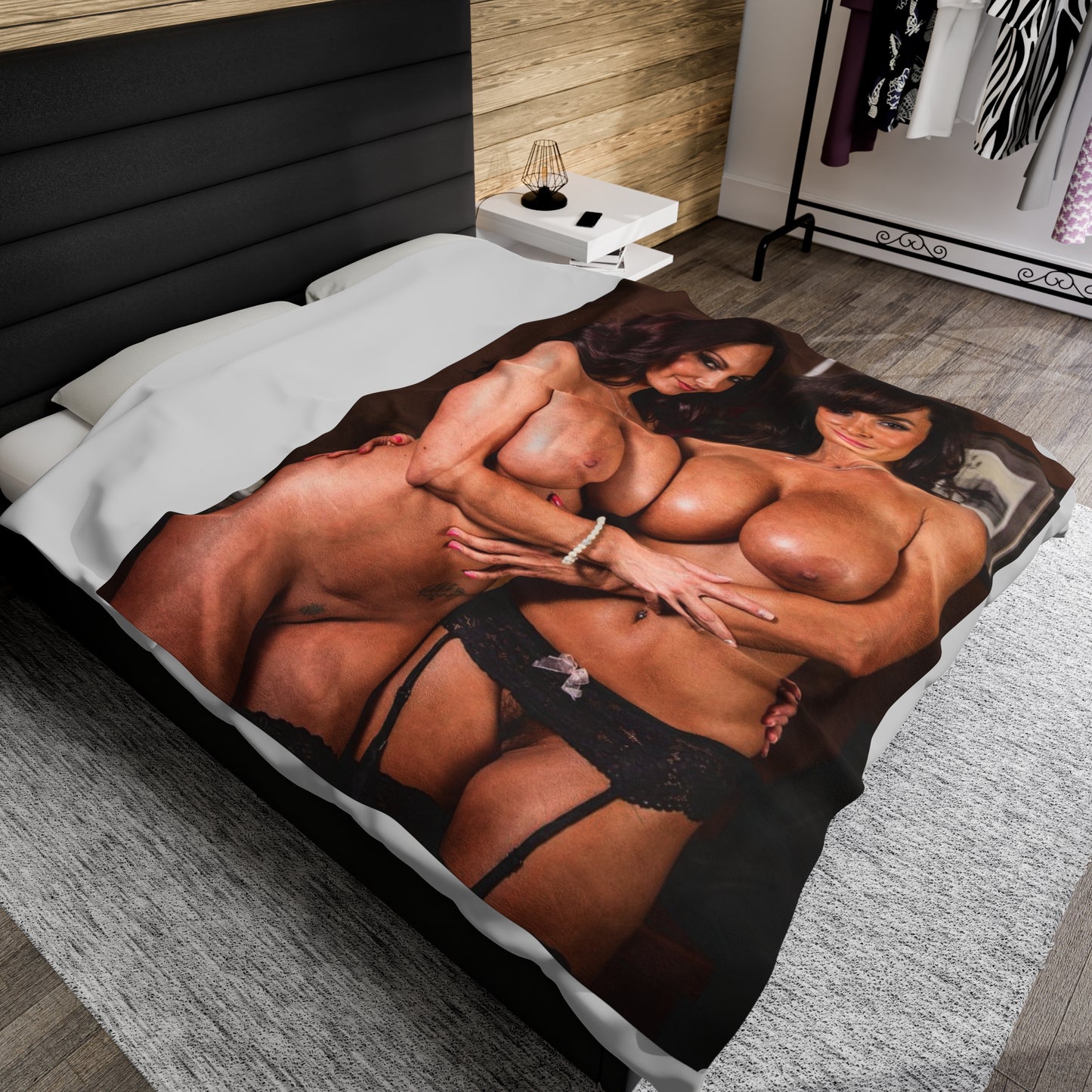 Velveteen Plush Blanket Lisa Ann & Ava Addams Nude