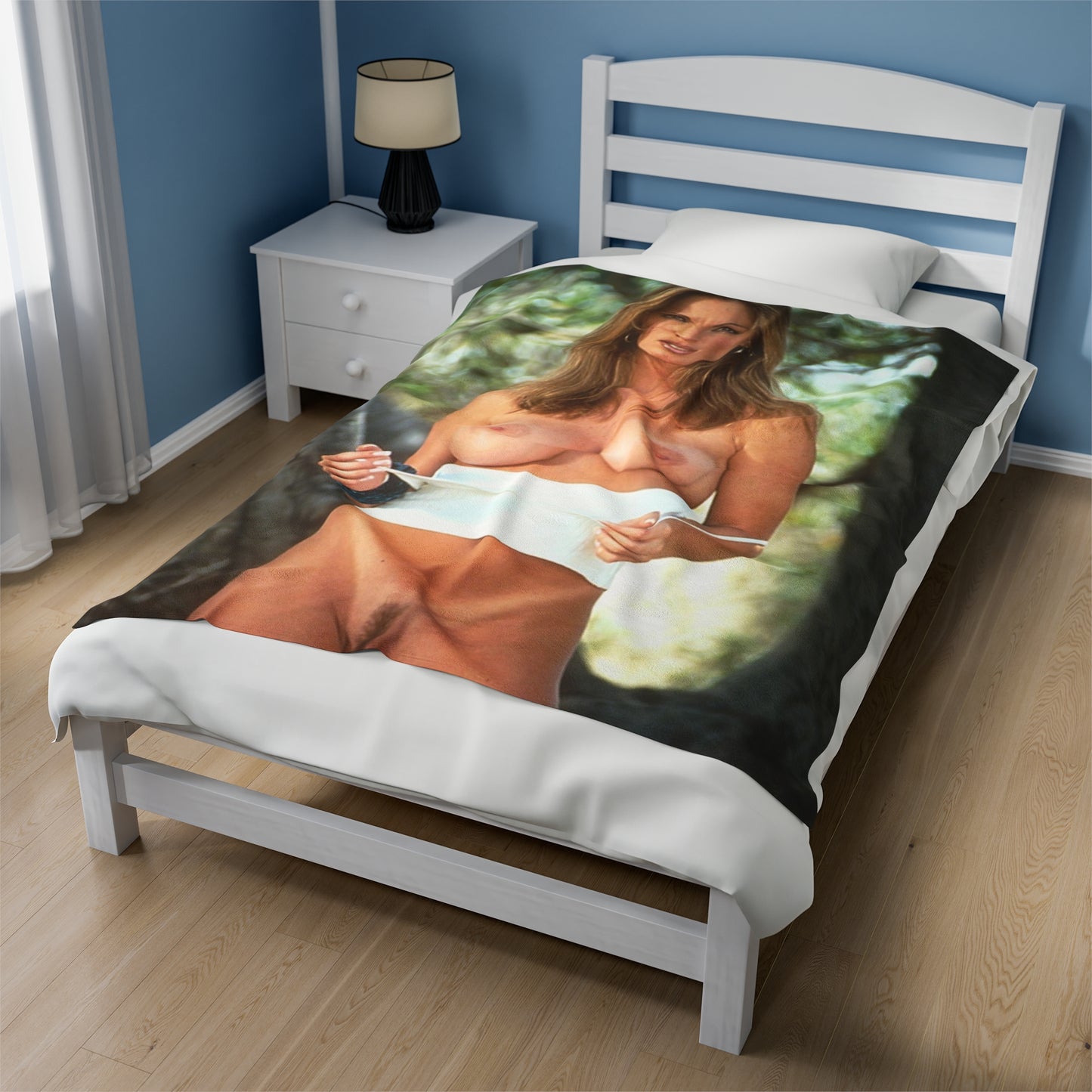 Velveteen Plush Blanket Retro Adult Star Janine Lindenmulder Nude