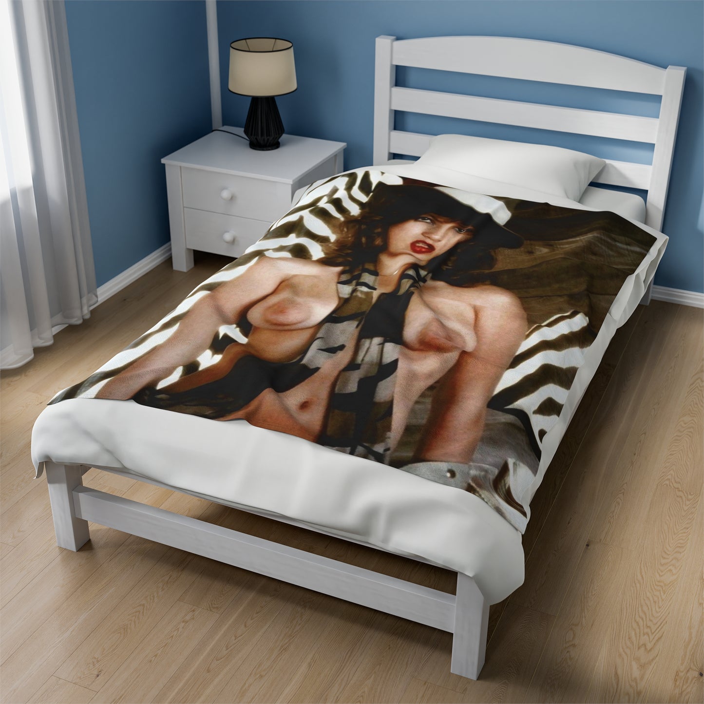 Velveteen Plush Blanket Retro 80s Adult Star Nude