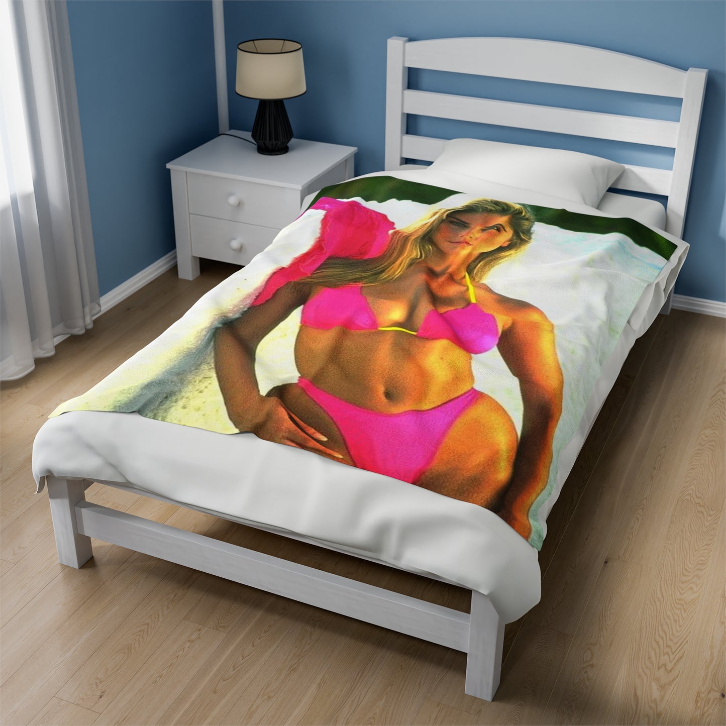 Velveteen Plush Blanket Retro Bikini Babe April Storms