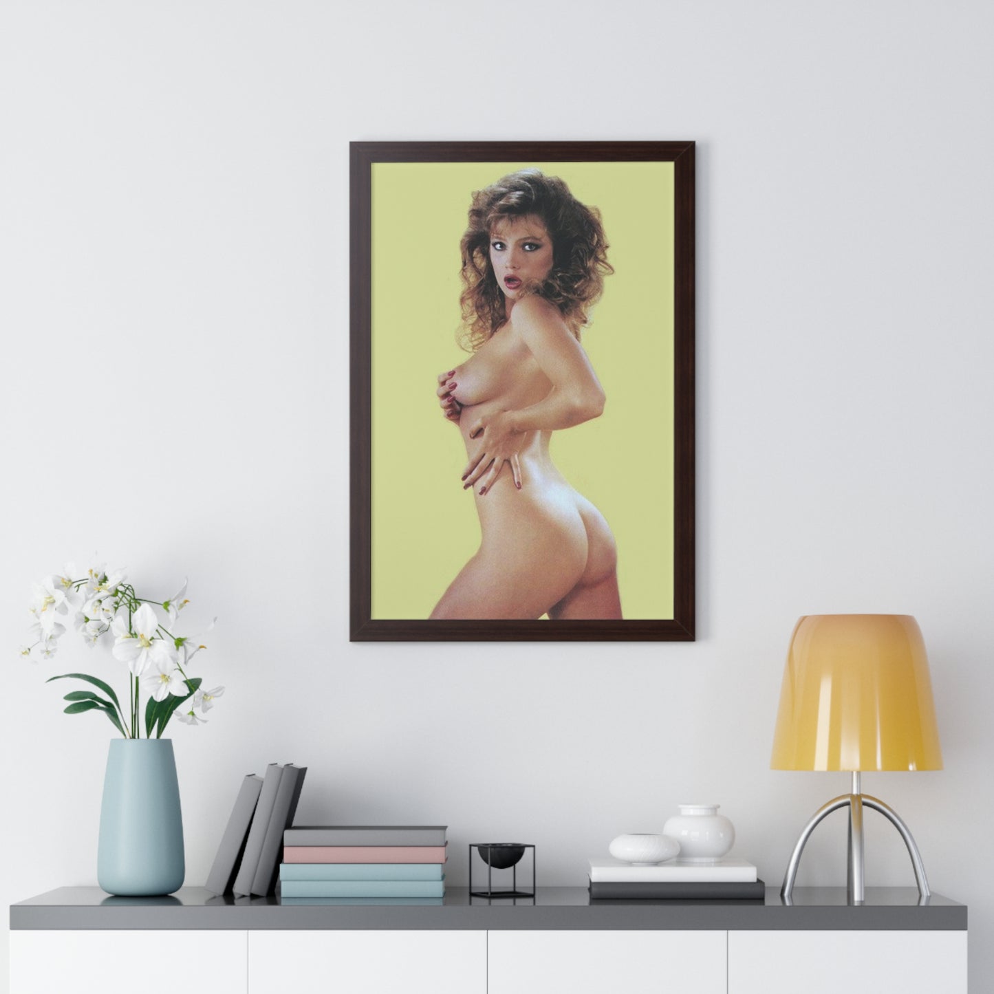 Framed Vertical Poster Retro Porn Star 80s