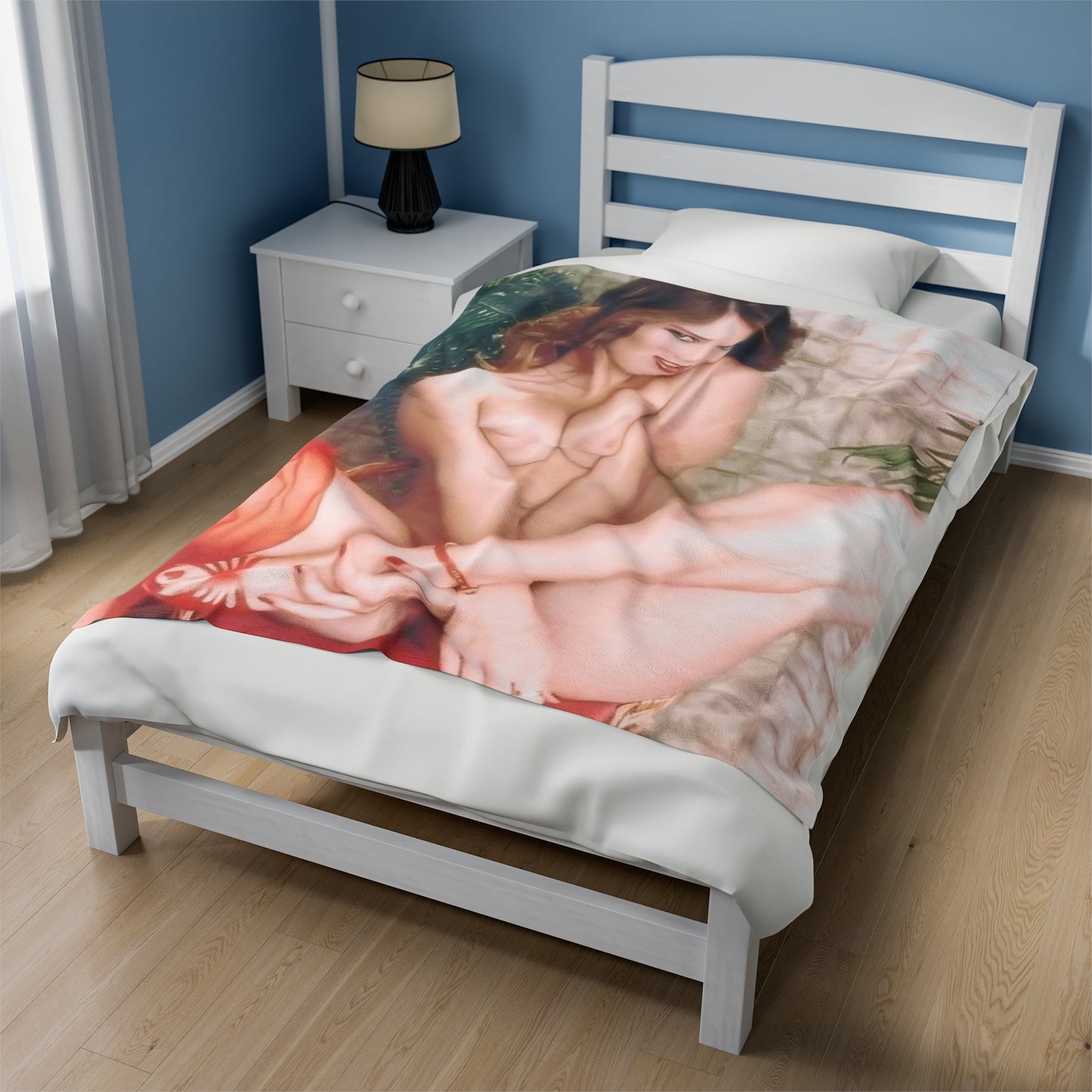 Velveteen Plush Blanket Retro 80s Adult Star Nude