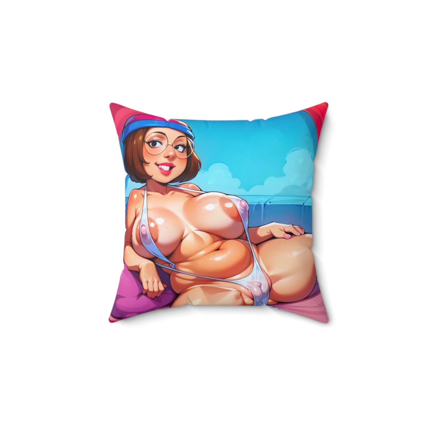 Spun Polyester Square Pillow Meg Griffin Nude