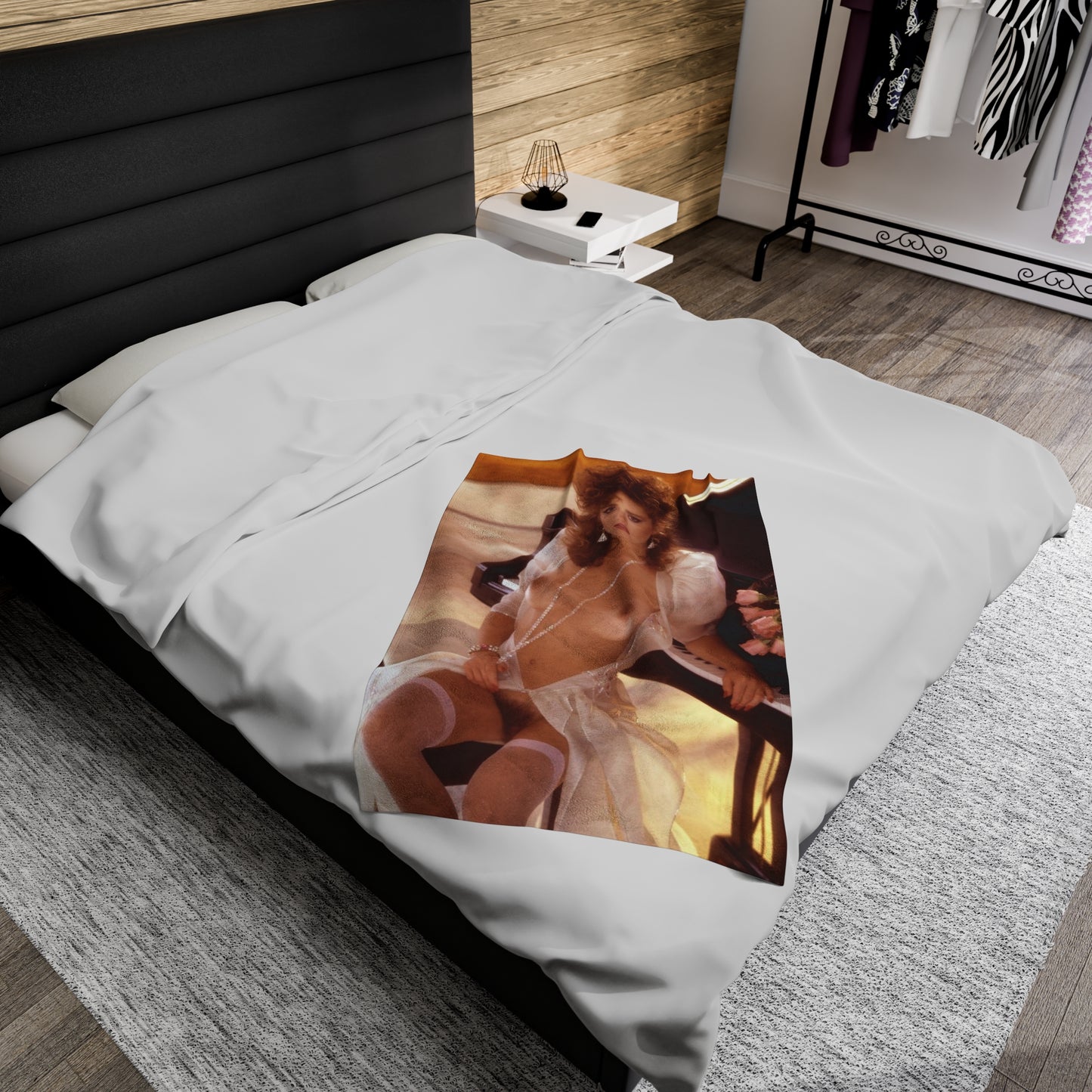 Velveteen Plush Blanket Playboy Playmate January 1986 Sherry Arnett