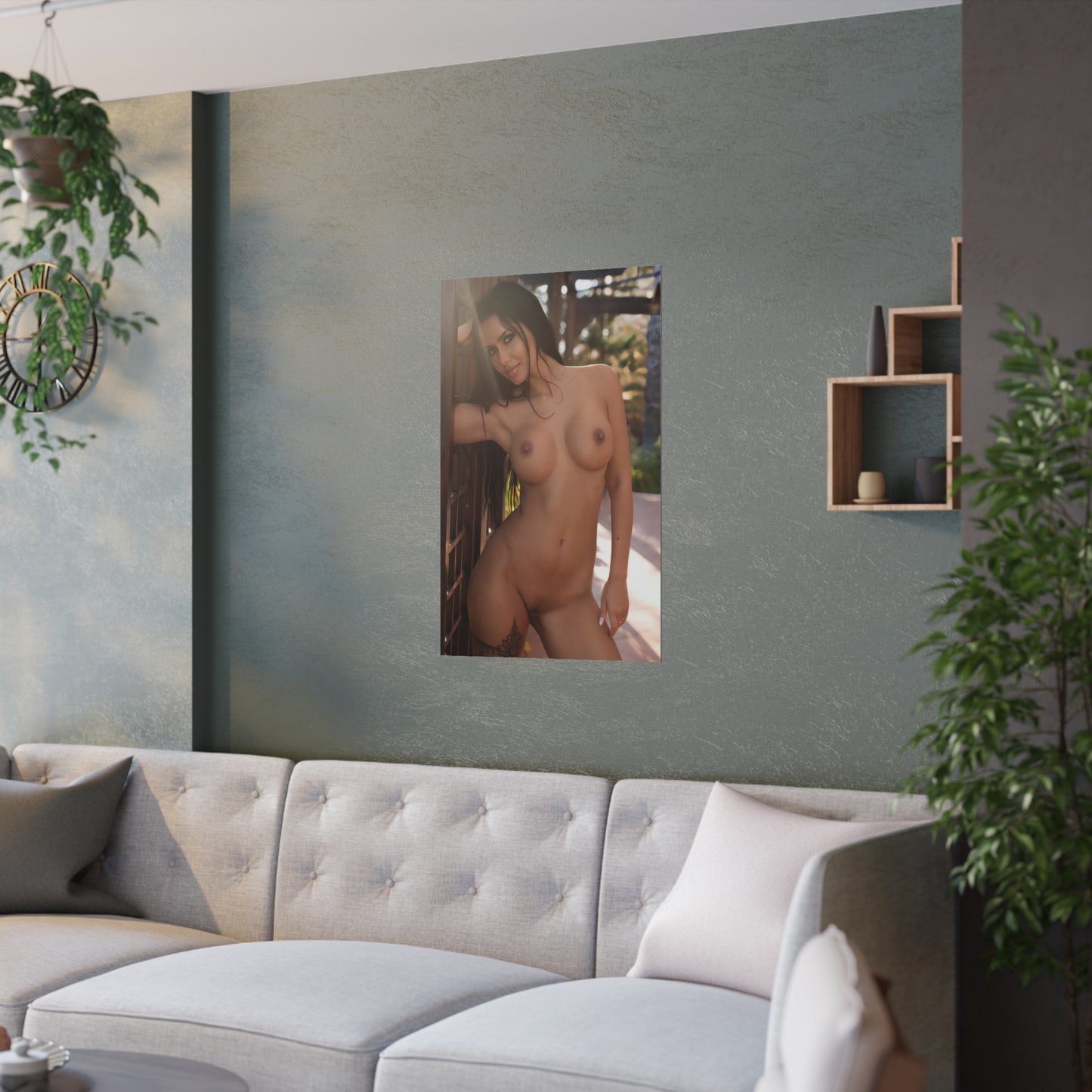 Satin Posters (210gsm) Sexy Nude Brunette