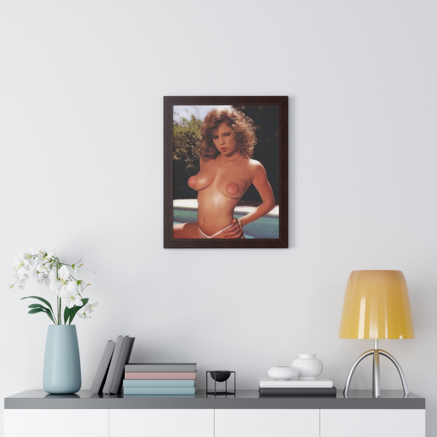 Framed Vertical Poster Retro Porn Star 80s