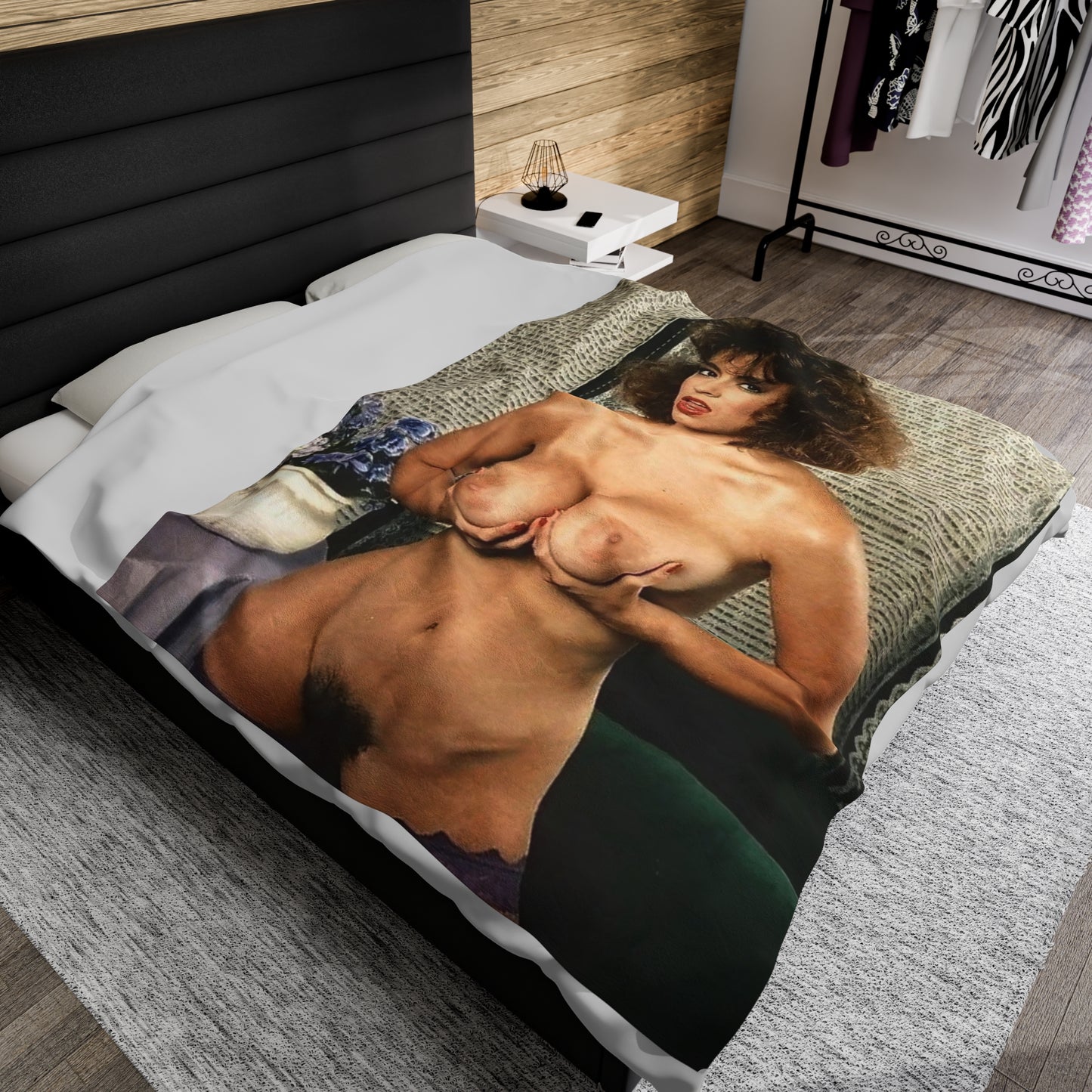 Velveteen Plush Blanket Retro Adult Star Christy Canyon Nude