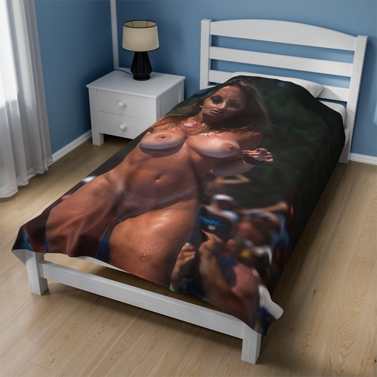 Velveteen Plush Blanket Retro Adult Star Janine Lindenmulder Nude