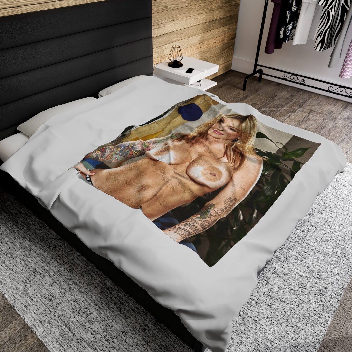 Velveteen Plush Blanket Retro Adult Star Janine Lindenmulder Nude