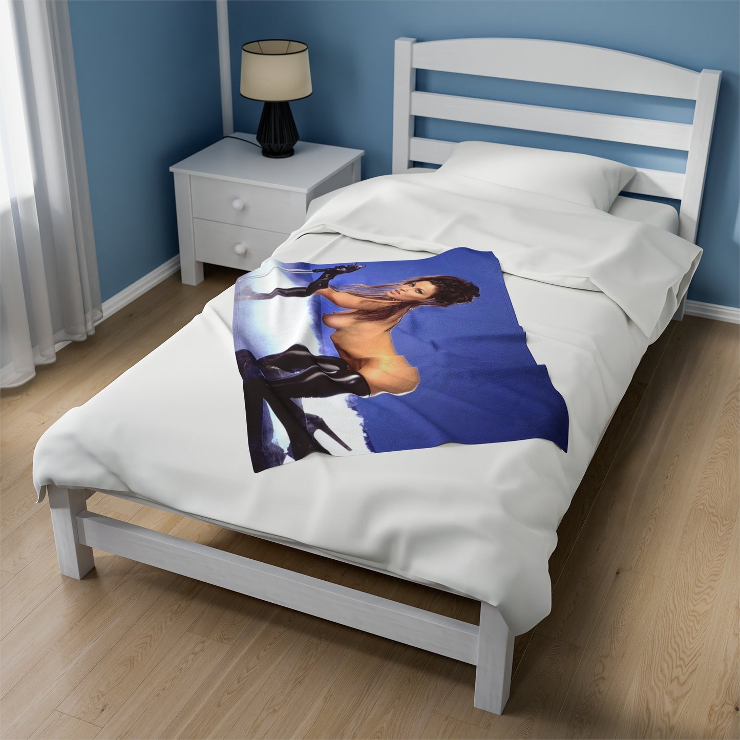 Velveteen Plush Blanket Retro Adult Star Janine Lindenmulder Nude