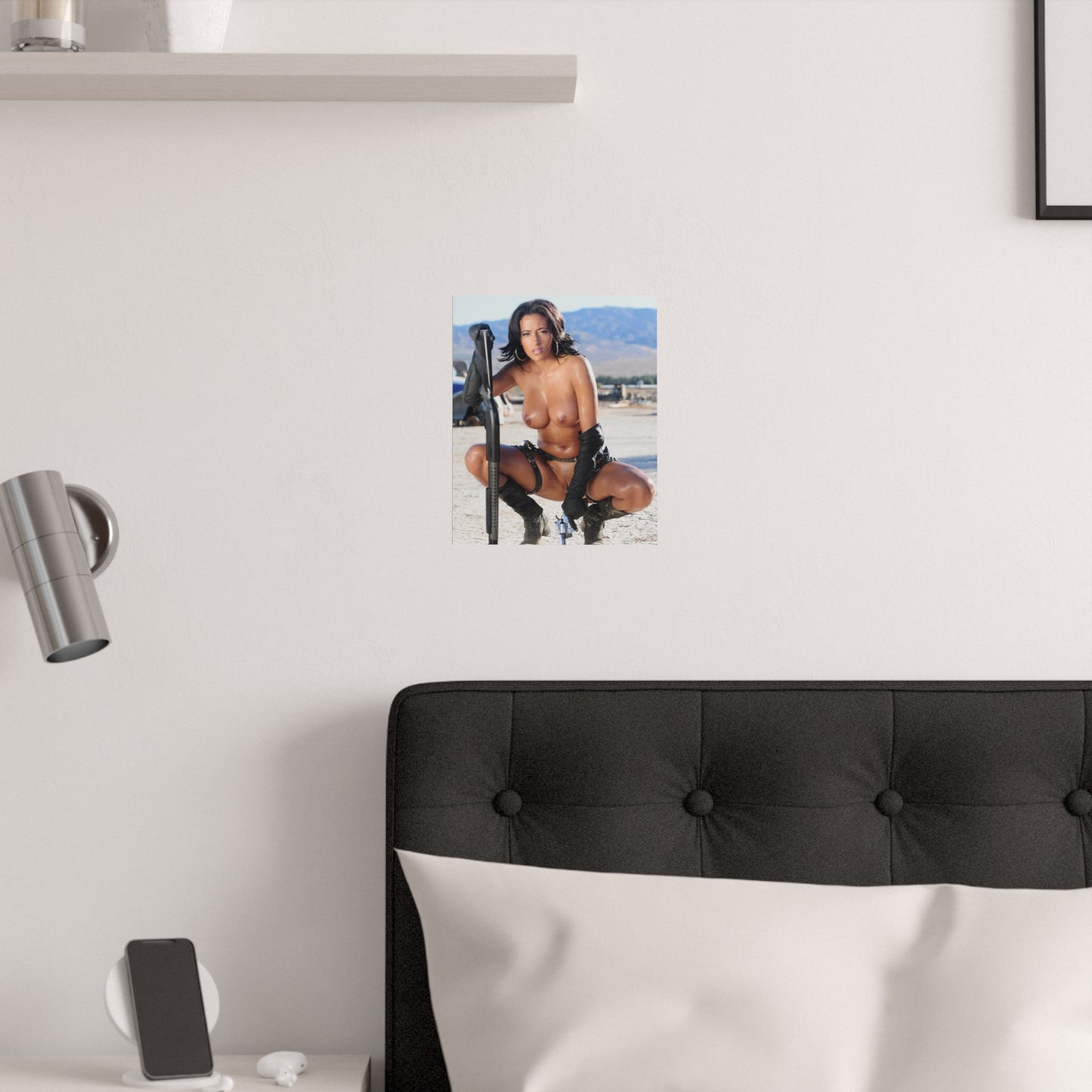 Satin Posters (210gsm) Sexy Nude Girl with Guns