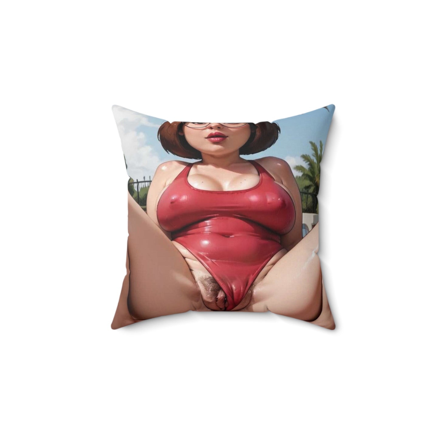 Spun Polyester Square Pillow Meg Griffin Nude