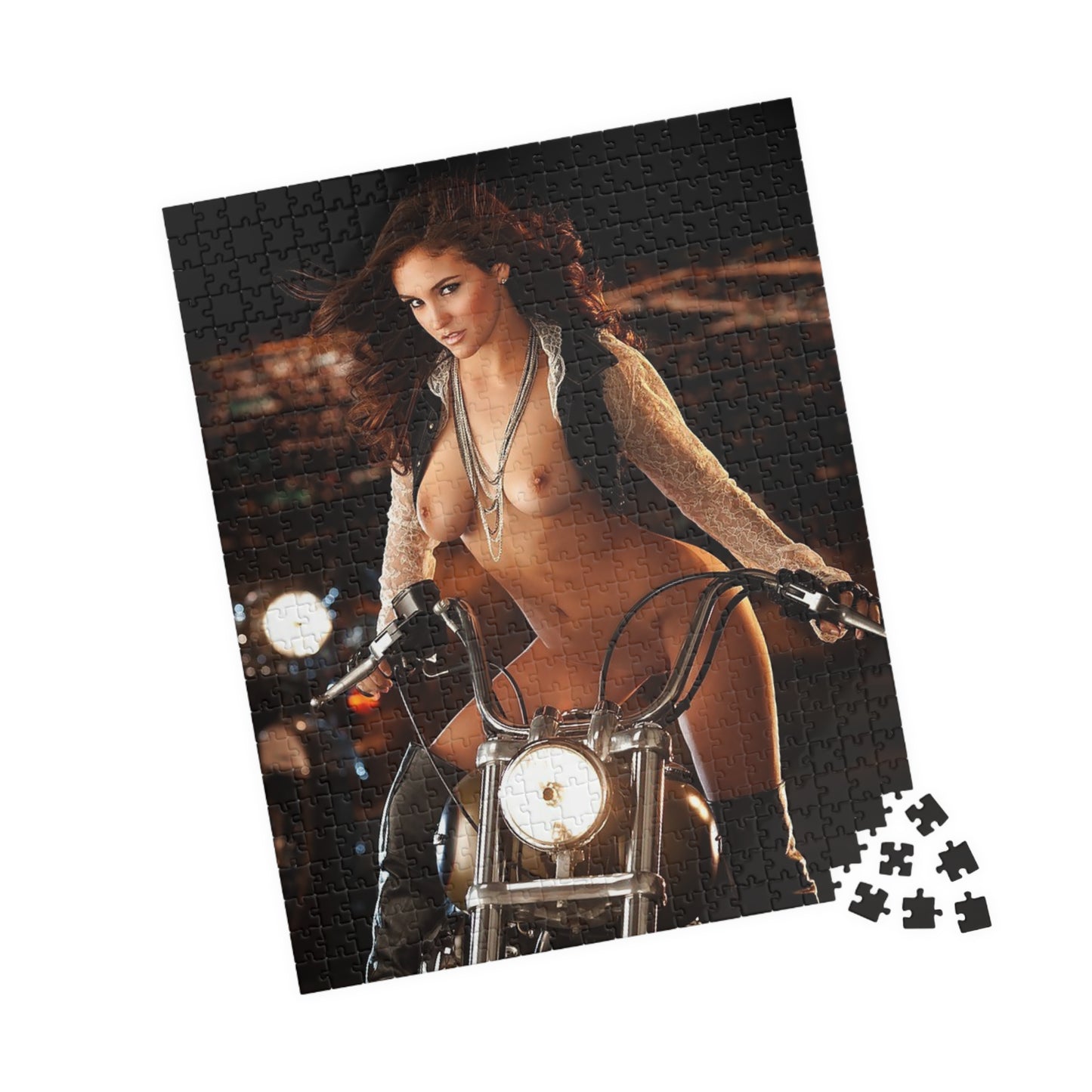 Puzzle (110, 252, 500, 1014-piece) Jaclyn Swedberg Nude on Motorcycle