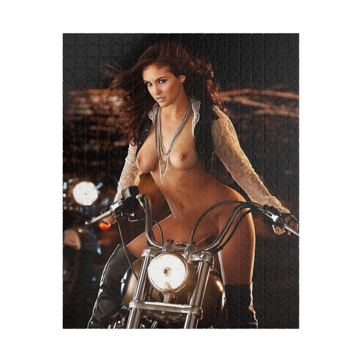 Puzzle (110, 252, 500, 1014-piece) Jaclyn Swedberg Nude on Motorcycle